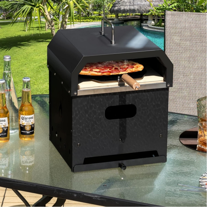 Outdoor Multi-Function Pizza Oven Portable Wood-Fired Grill for BBQ, Roasting & Heating