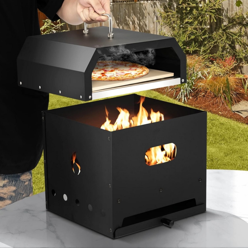 Outdoor Multi-Function Pizza Oven Portable Wood-Fired Grill for BBQ, Roasting & Heating