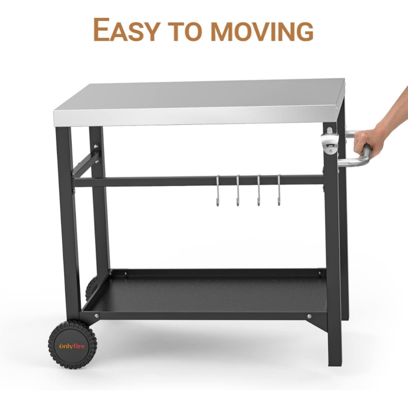 Two layer barbecue station movable workbench Two layer barbecue station movable workbench