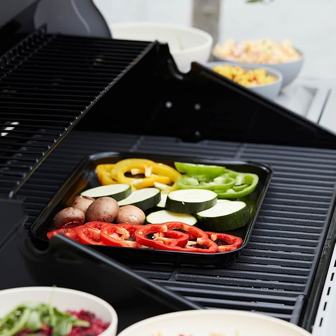 Porcelain Coated Grill Pan - Black and Stainless Steel Porcelain Coated Grill Pan - Black and Stainless Steel